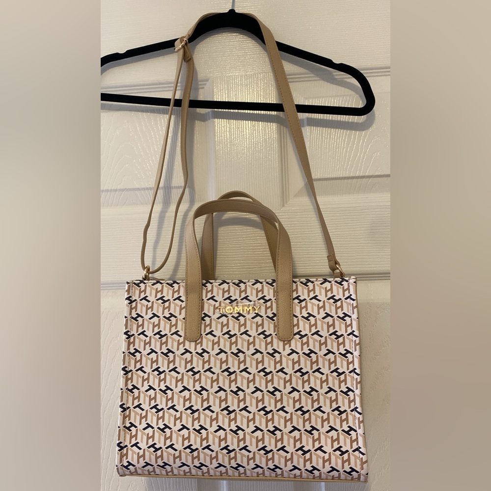 Tommy Hilfiger Tan and Brown Geometric Tote